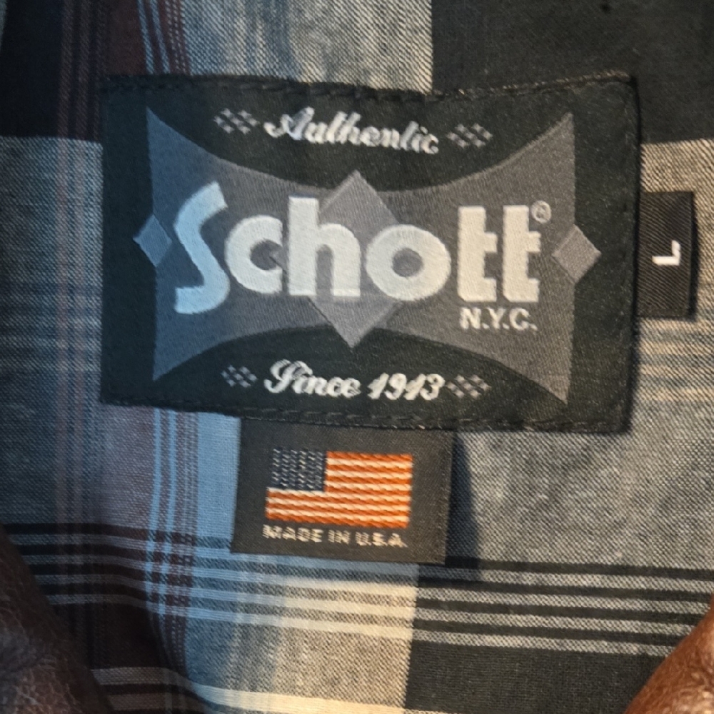 Schott Dark Brown Leather Biker Jacket - Picture 2 of 5